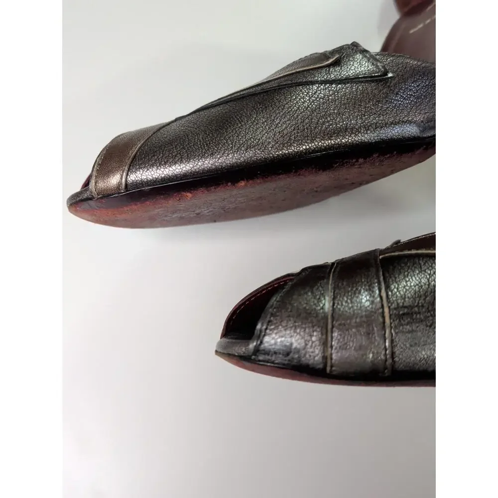 Vintage Y2K Prada Metallic D'Orsay Peep-Toe Pumps, late 1990s or early 2000s
